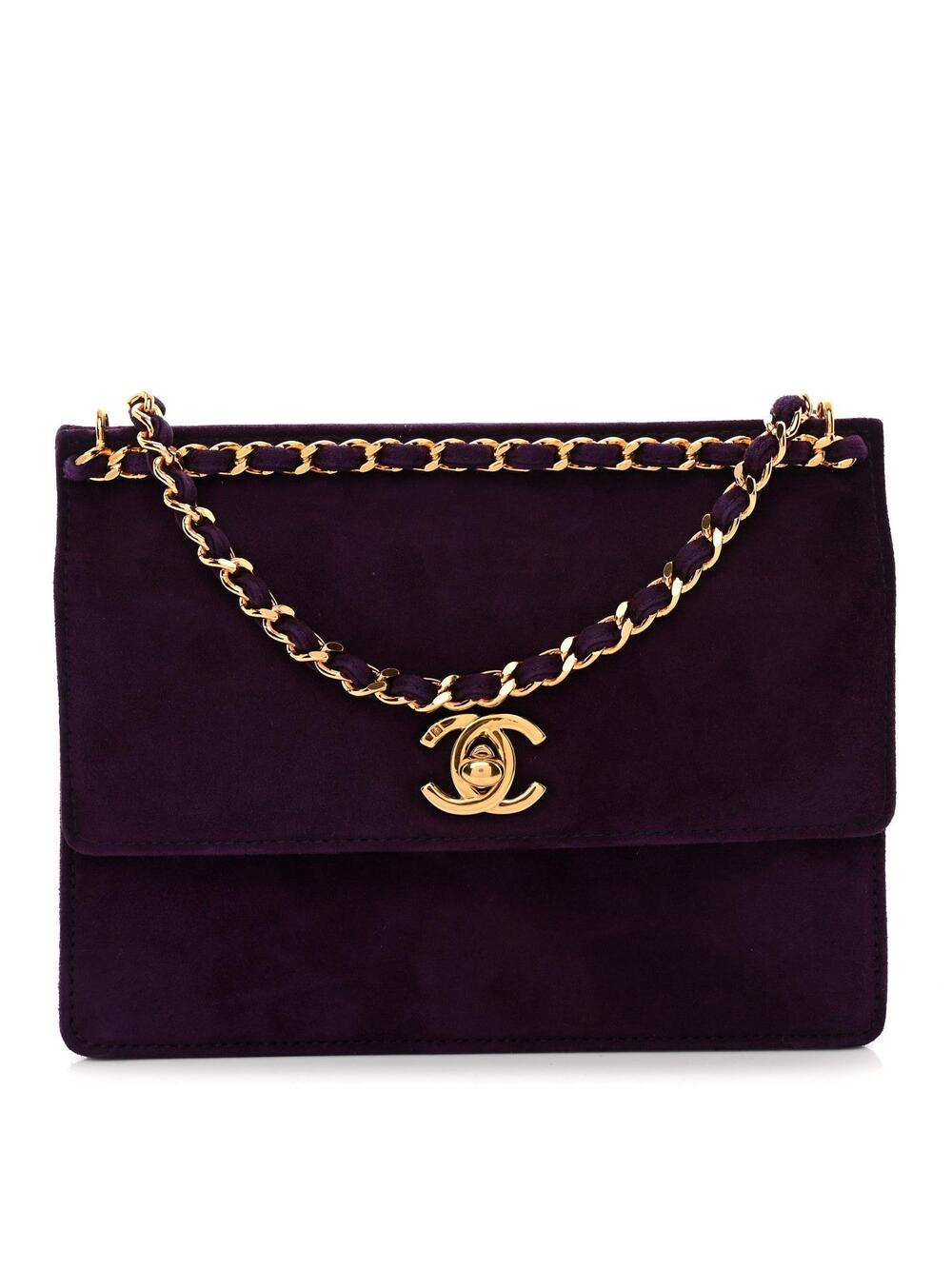 Chanel Suede Cc Flap Clutch With Chain #343727C28B